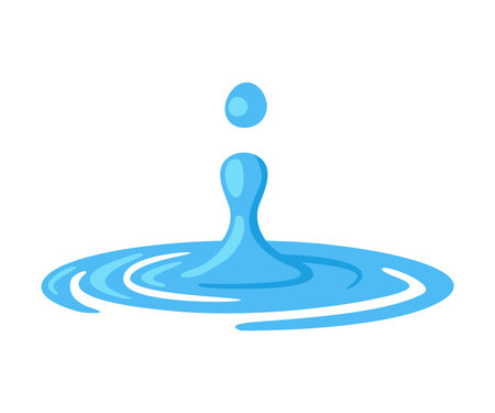 Blue Water Splash as Aqua Motion with Drops Vector Illustrationのイラスト素材