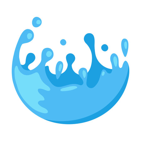 Blue Water Splash as Aqua Motion with Drops Vector Illustrationのイラスト素材
