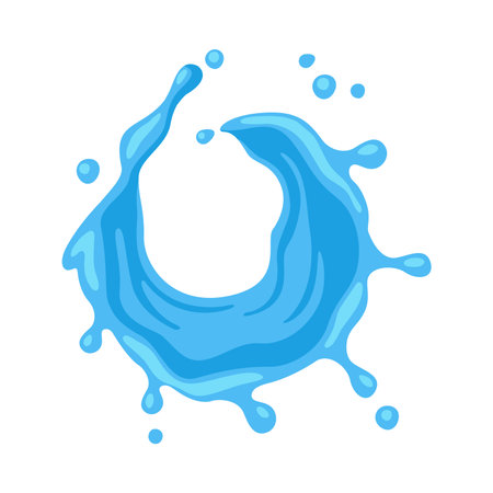 Blue Water Splash as Aqua Motion with Drops Vector Illustrationのイラスト素材