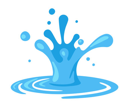 Blue Water Splash as Aqua Motion with Drops Vector Illustrationのイラスト素材