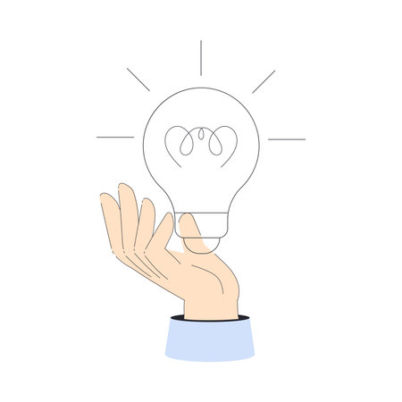 Business with Hand Hold Lightbulb as Idea Symbol Vector Illustrationのイラスト素材