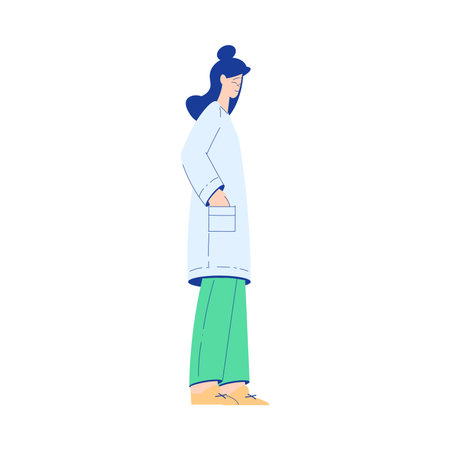 Chemistry with Woman Scientist Character in Standing Pose Vector Illustrationのイラスト素材