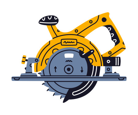 Circular Saw with Steel Toothed Disc as Construction Tool Vector Illustrationのイラスト素材
