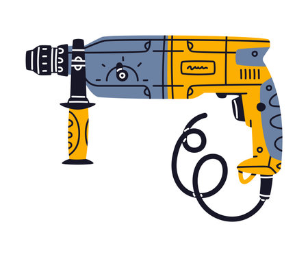 Screw Gun Machine with Cord and Handle as Construction Tool Vector Illustrationのイラスト素材