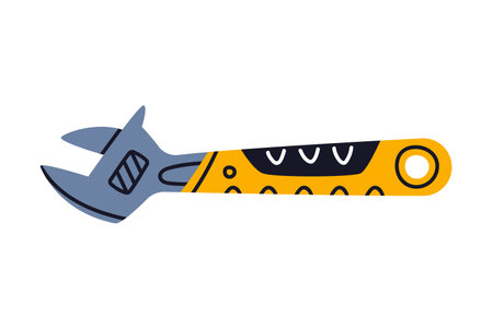 Adjustable Wrench with Handle as Construction Tool Vector Illustrationのイラスト素材