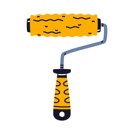 Paint Roller with Handle as Construction Tool Vector Illustrationのイラスト素材