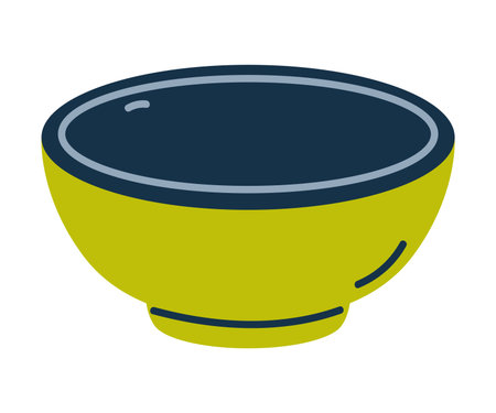 Deep Green Bowl for Food Serving as Cooking Utensil Vector Illustrationのイラスト素材