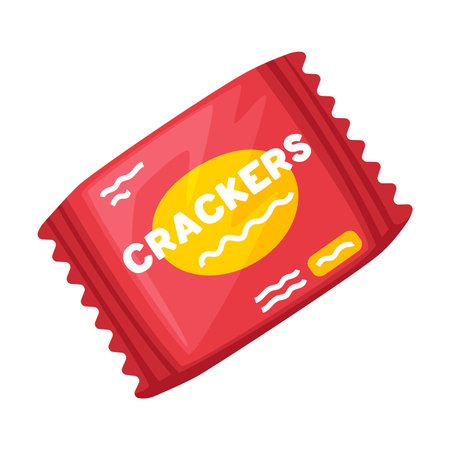 Crunchy Cracker Cookie Package as Dry Baked Flour Biscuit Vector Illustrationのイラスト素材