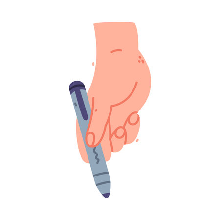 Human Hand Hold Pen for Writing Vector Illustrationのイラスト素材