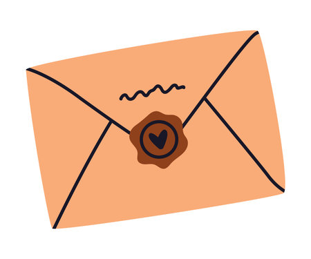 Letter Receive and Send with Craft Envelope and Postage Stamp Vector Illustrationのイラスト素材