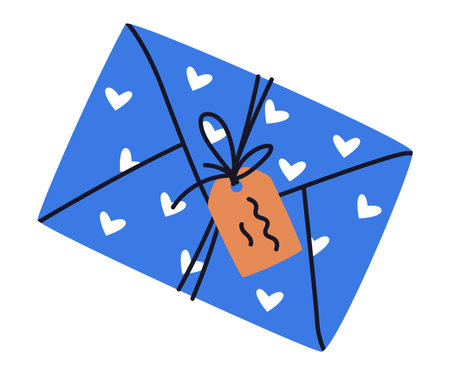 Letter Receive and Send with Blue Envelope with Tag Vector Illustrationのイラスト素材