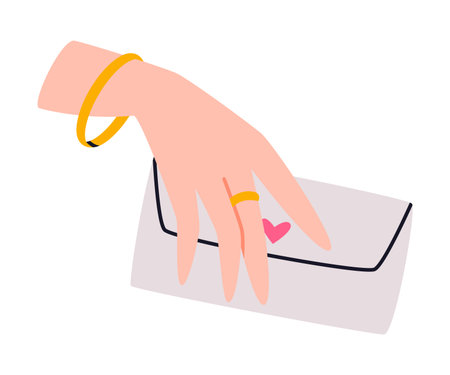 Human Hand Hold Letter in Sealed Envelope Vector Illustrationのイラスト素材