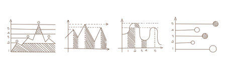 Line Chart, Graph and Diagram for Data Analysis Vector Setのイラスト素材