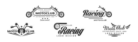 Racing Club and Motorcycle Ride   Emblem Vector Setのイラスト素材