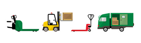 Warehouse Delivery and Logistics with Transport Vector Set.のイラスト素材