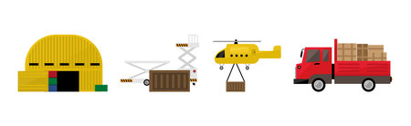 Warehouse Delivery and Logistics with Transport Vector Set.のイラスト素材