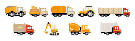 Building and Construction Equipment and Special Machinery Vector Setのイラスト素材