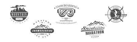 Mountain Camping Club Label and Emblem Vector Setのイラスト素材