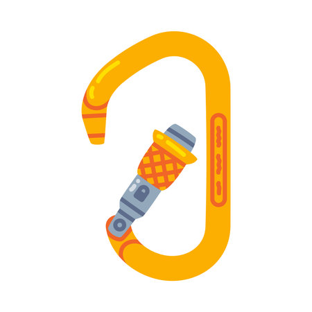 Orange Carabiner or Karabiner as Clip and Shackle Vector Illustrationのイラスト素材