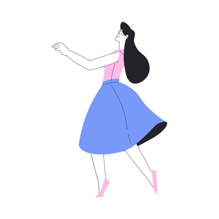 Woman Character Dance Happily at Festive Party Vector Illustrationのイラスト素材