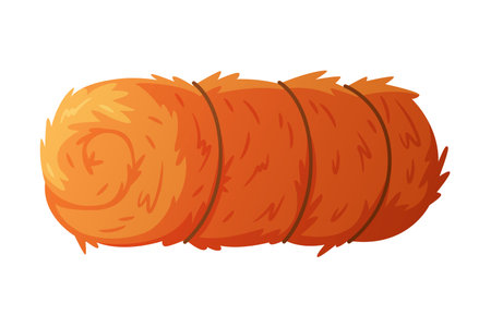Hay Rolled and Tied with Rope as Dried Grass for Fodder Vector Illustrationのイラスト素材