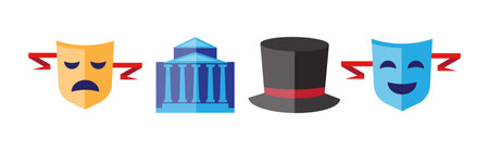 Theatre Acting Performance Flat Icons and Object Vector Setのイラスト素材