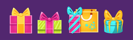 Gift Box and Package as Shopping and Purchase Vector Setのイラスト素材