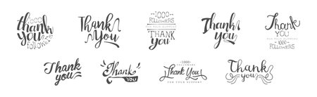 Thank You Lettering and Typography Inscription Vector Setのイラスト素材