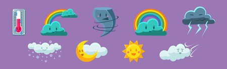 Childish Weather and Meteorology Character Element Vector Set