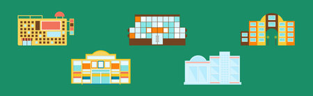 City Building and Construction Flat Design Vector Setのイラスト素材