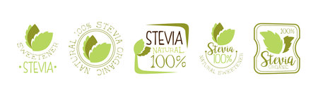 Stevia Sweetener and Sugar Substitute Green Label Vector Setのイラスト素材