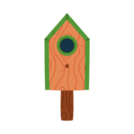 Bird House and Wooden Nesting Box Vector Illustrationのイラスト素材