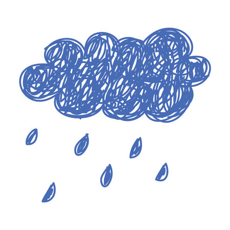 Cloud as Kids Doodle Simple Hand Drawn Element Vector Illustrationのイラスト素材