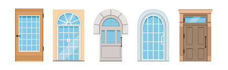 Different Front Door as Entrance and Exterior Element Vector Setのイラスト素材
