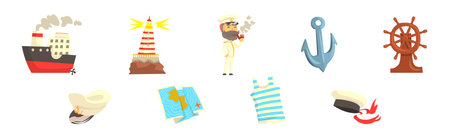 Sailor Object and Attribute for Seafaring Vector Setのイラスト素材