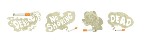 Harmful Habit and Bad Toxic Addiction Object Vector Setのイラスト素材