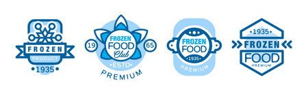 Frozen Food Premium Product Blue Logo Design Vector Setのイラスト素材