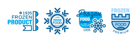 Frozen Food Premium Product Blue Logo Design Vector Setのイラスト素材