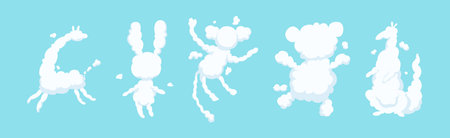 Animal in Shape of Clouds in Blue Sky Vector Setのイラスト素材