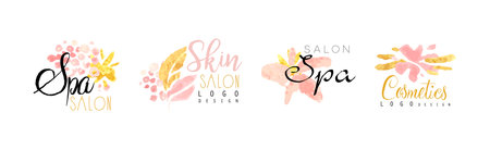 Spa and Cosmetics Salon Logo and Label Design Vector Setのイラスト素材