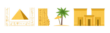 Egypt Symbols and Ancient Egyptian Object Vector Setのイラスト素材