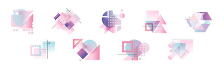 Gradient Geometry Shape and Forms for Abstract Poster Design Vector Setのイラスト素材