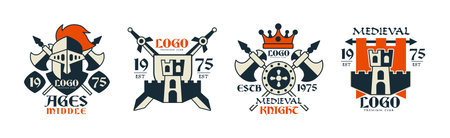 Middle Ages Logo Design and Medieval Emblem Vector Set