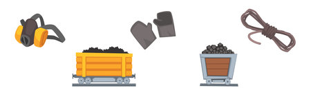 Mining Industry Tool and Extracting Equipment Vector Setのイラスト素材