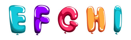 Balloon Colorful Font for Kids with Bright Alphabet Letter Vector Setのイラスト素材