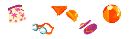 Swimmer Object and Accessory for Swimming Vector Setのイラスト素材