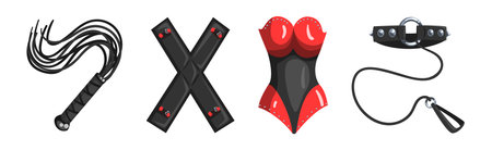 Sex Shop Toys and Accessories for Sexual Pleasure Vector Setのイラスト素材