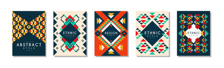 Geometric Ethnic Style Abstract Banner and Flyer Vector Set