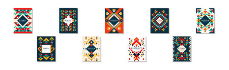 Geometric Ethnic Style Abstract Banner and Flyer Vector Setのイラスト素材