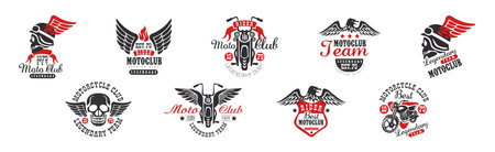 Moto Club Logo and Emblem Red and Black Vector Setのイラスト素材